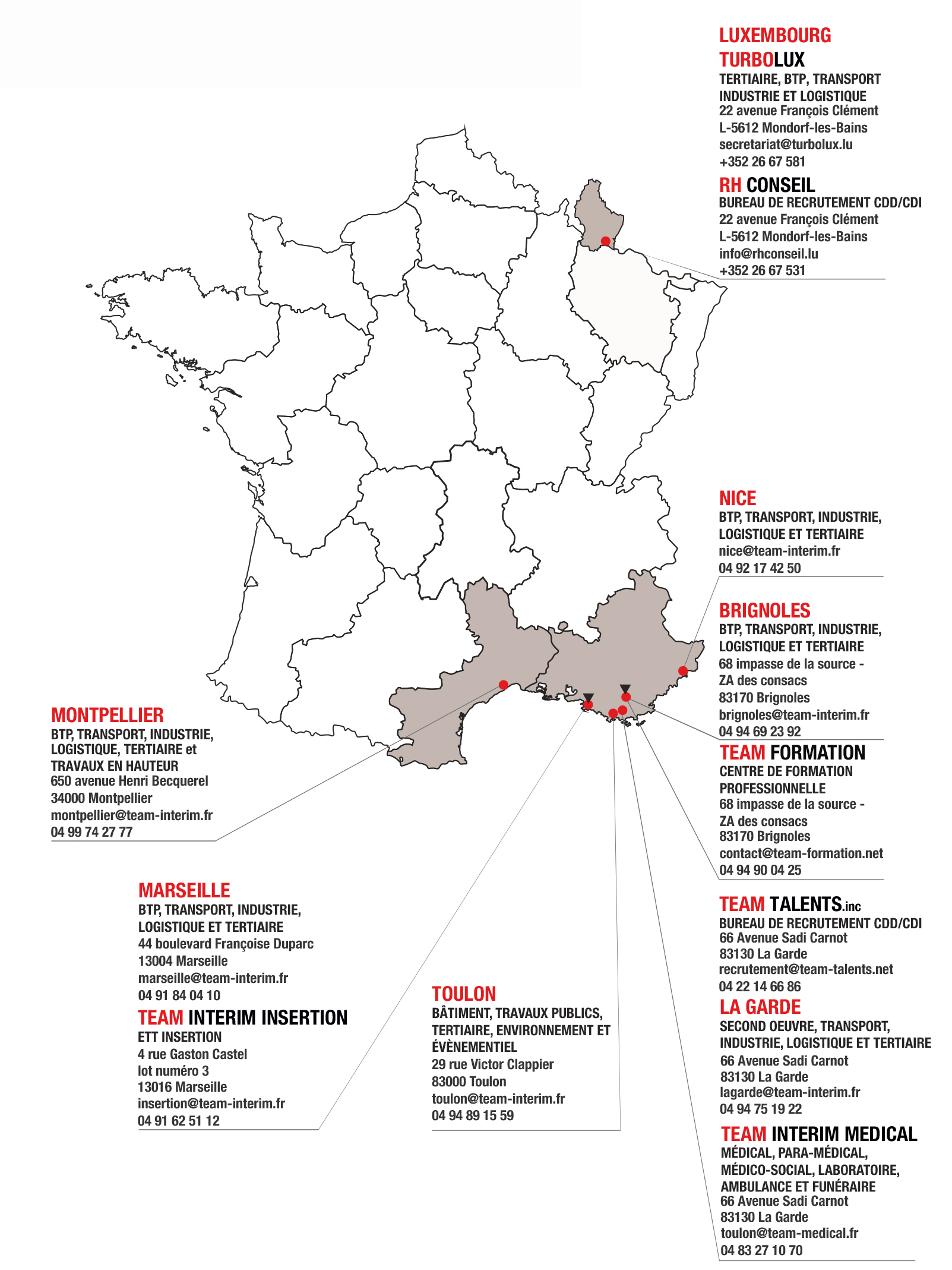 Carte des agences